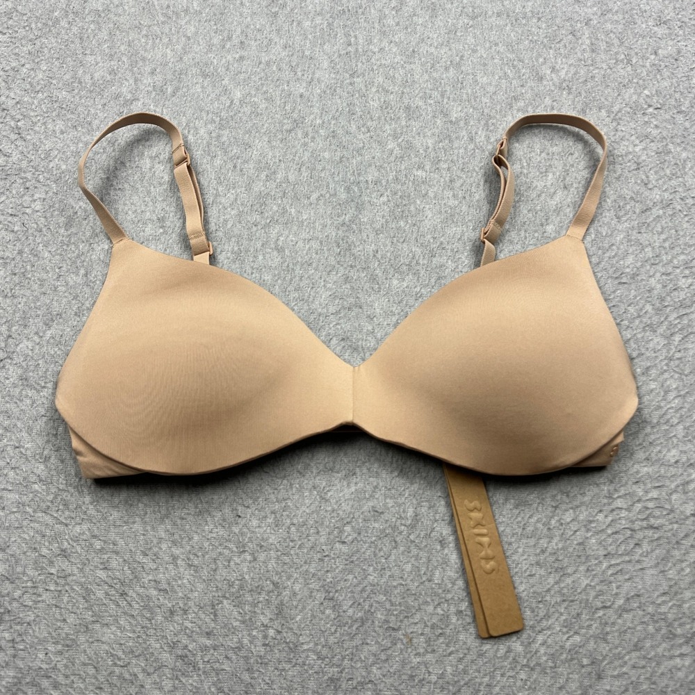 NEW SKIMS Wireless Form Push Up Plunge Bra Womens 32C Clay Beige Adjustable